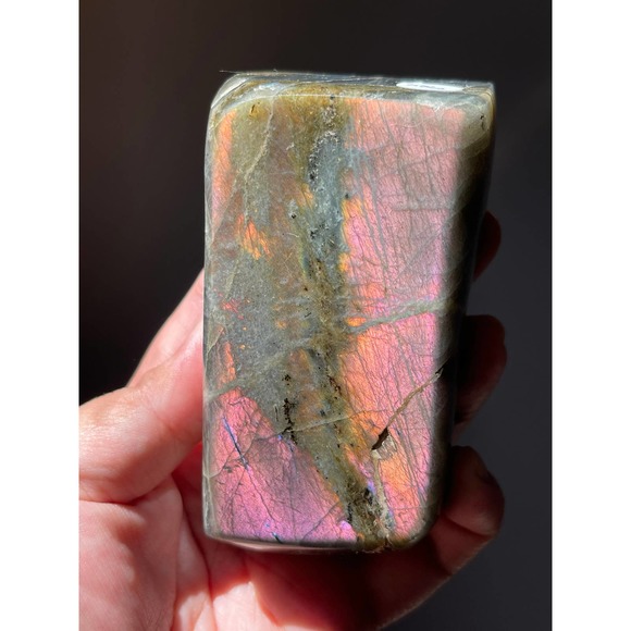 Purple Pink Sunset Labradorite Freeform | Double Sided Flashy Labradorite - Picture 8 of 9